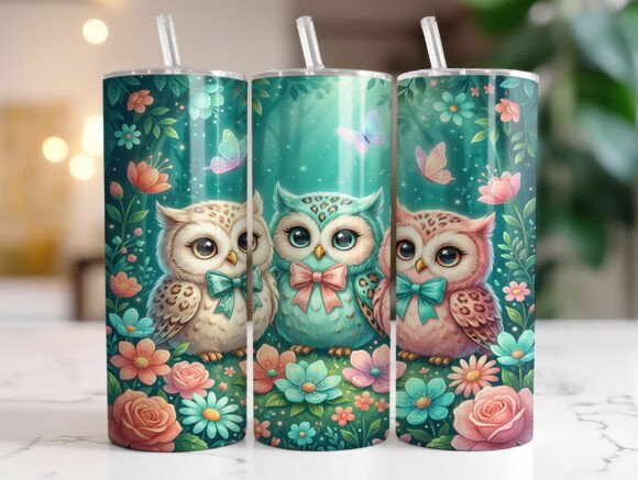 Cute Owl Floral 20 Oz Tumbler Wrap PNG Review