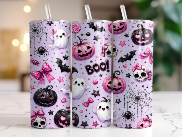 Pink Bow Ghost Halloween Tumbler Wrap: A Designer's Review