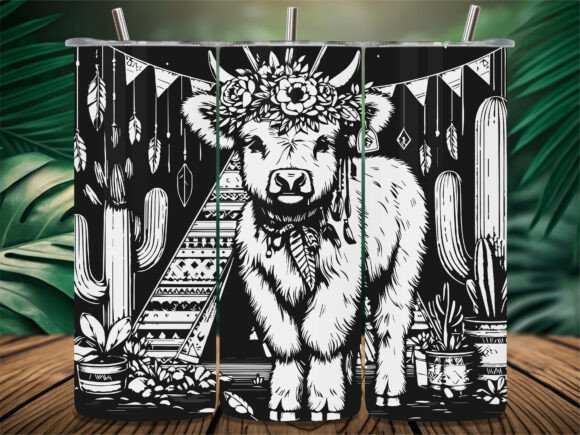 Review: Boho Highland Cow Cactus Tumbler Design