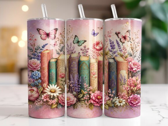 Review: Floral Book Lover 20oz Tumbler Wraps PNG for Stitchers