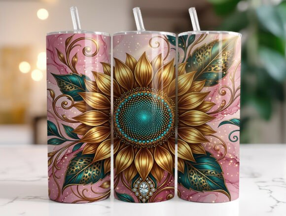 Review: Teal Gold Sunflower 20 Oz Tumbler Wrap for Embroidery