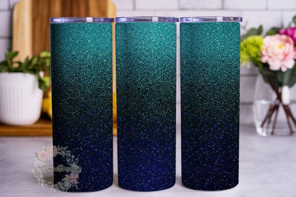 Teal Blue Glitter Ombre 20oz Tumbler Design Review