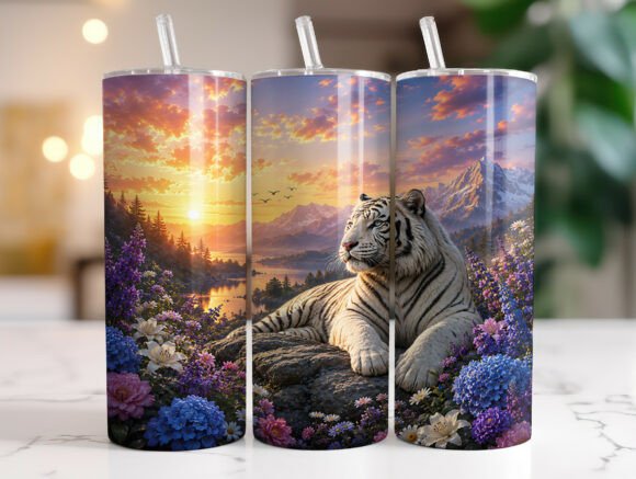 White Tiger Sunset 20oz Tumbler Wrap PNG Review